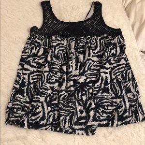 Flowy Navy and white print tank top